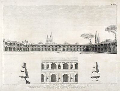 Cour intérieure du monastère de S. Bruno, Serra San Bruno, Calabre - Pompeo Schiantarelli